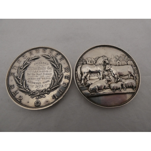 309 - Group of Victorian white metal agricultural prize medallions, c. 1870s.