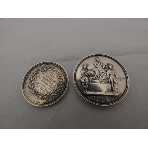 309 - Group of Victorian white metal agricultural prize medallions, c. 1870s.