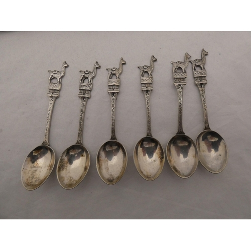 313 - Set of six Continental silver coffee spoons, stamped '900', 44g, three silver-handled butter knives,... 