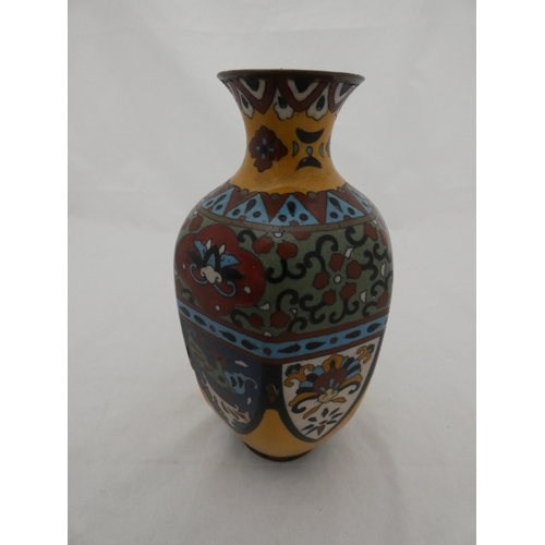 328 - Japanese cloisonné vase and an Indian-style cloisonné vase on blue ground.  (2)