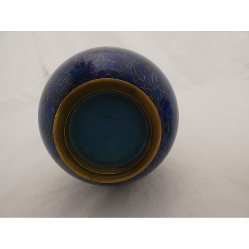 328 - Japanese cloisonné vase and an Indian-style cloisonné vase on blue ground.  (2)