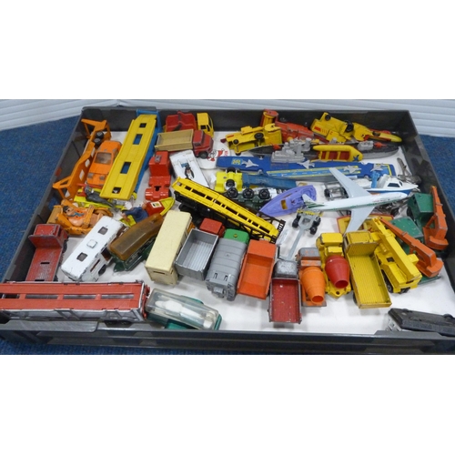 34 - Five small cartons containing a large quantity of diecast and plastic playworn vehicles to include M... 