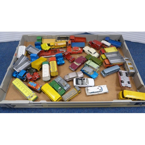 34 - Five small cartons containing a large quantity of diecast and plastic playworn vehicles to include M... 