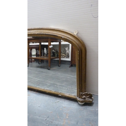 341 - Victorian gilt wood overmantel mirror.