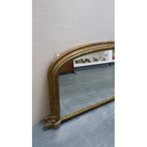 341 - Victorian gilt wood overmantel mirror.