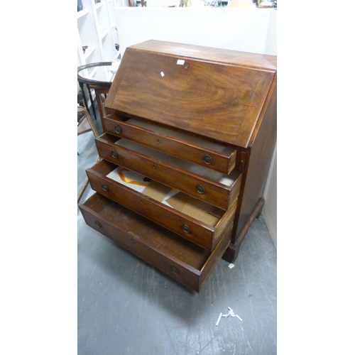 342 - 19th century mahogany bureau with four graduated drawers.