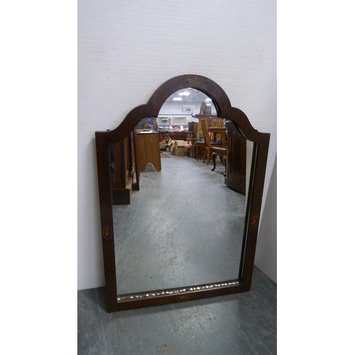 346 - Mahogany inlaid shaped wall mirror.