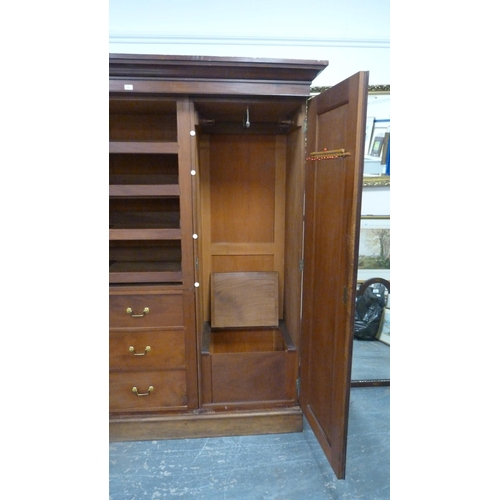 347 - Victorian mahogany three-door wardrobe with pivot door.