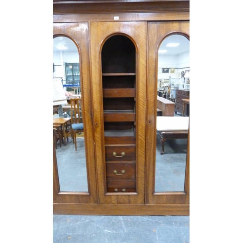 348 - Victorian mahogany wardrobe with mirrored panels.