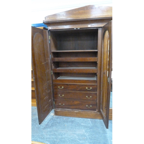 348 - Victorian mahogany wardrobe with mirrored panels.