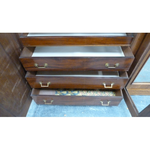 348 - Victorian mahogany wardrobe with mirrored panels.