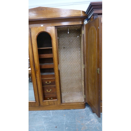 348 - Victorian mahogany wardrobe with mirrored panels.