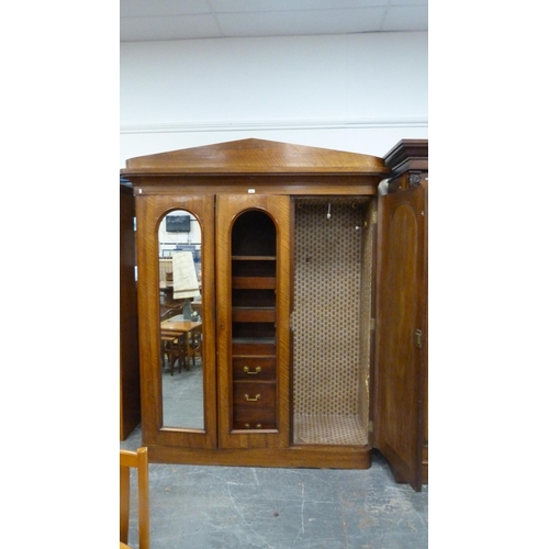 348 - Victorian mahogany wardrobe with mirrored panels.