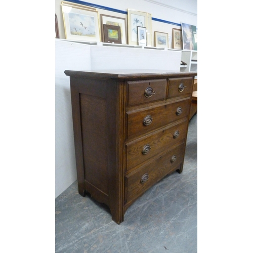 349 - Oak chest of two short and three long drawers.