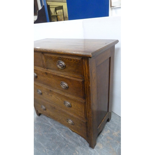 349 - Oak chest of two short and three long drawers.