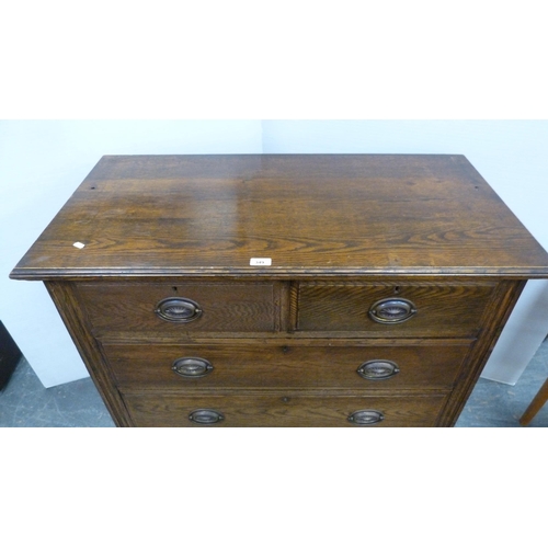 349 - Oak chest of two short and three long drawers.