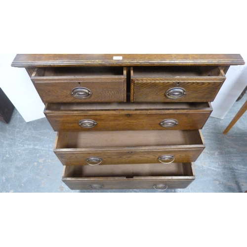 349 - Oak chest of two short and three long drawers.