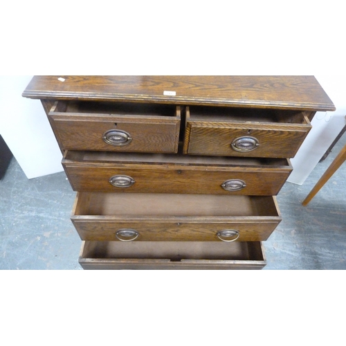 349 - Oak chest of two short and three long drawers.