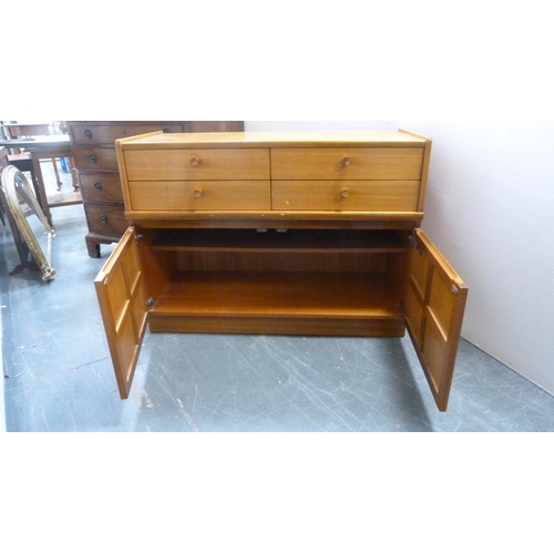 350 - Teak cupboard chest by Nathan.