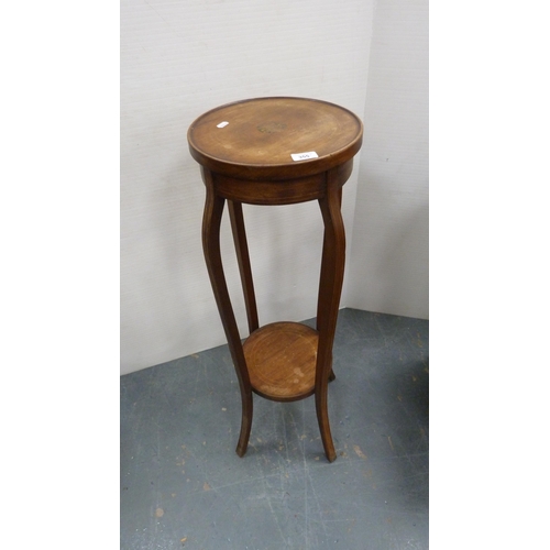 355 - Mahogany plant stand and a bedside cupboard.  (2)