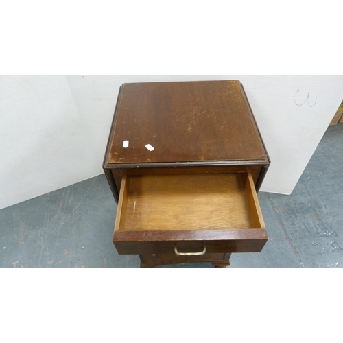 355 - Mahogany plant stand and a bedside cupboard.  (2)