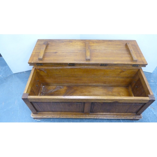 356 - Panelled storage chest with apothecary-style drawers to the front and hinged top.