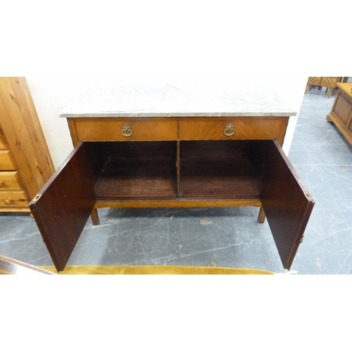 362 - French-style mahogany commode cabinet with composition marble top.