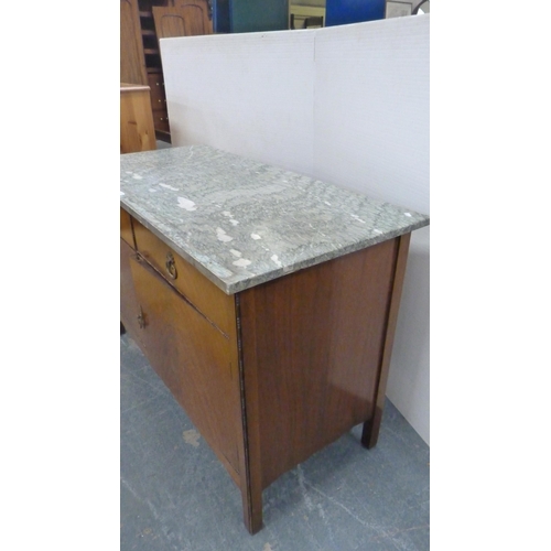 362 - French-style mahogany commode cabinet with composition marble top.