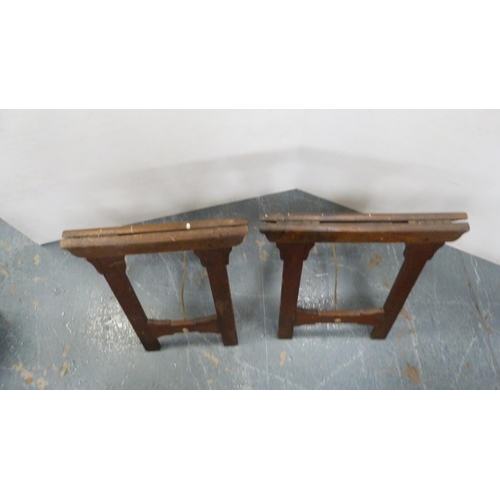 363 - Pair of antique pitch pine folding coffin stretchers.