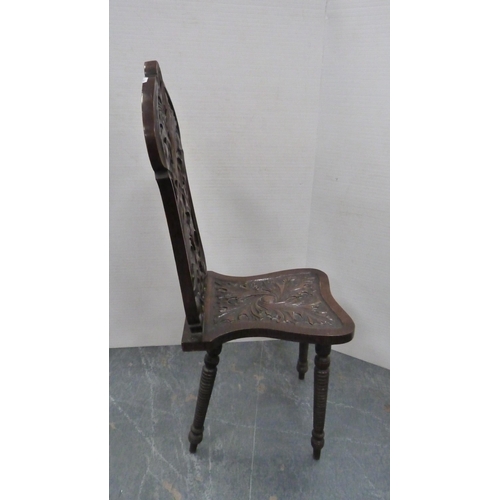 364 - Scottish-style carved mahogany spinning chair on ring-turned supports.