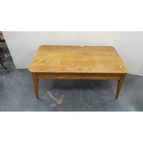 367 - Oak veneered two-drawer coffee table and a painted bench.  (2)