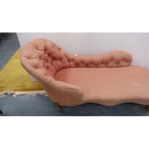 369 - Chaise longue with later pink upholstery.