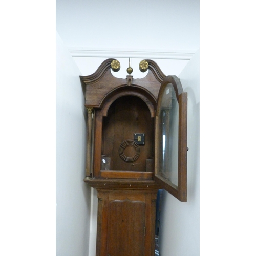 381 - Early 19th century longcase clock with brass ormolu-type dial, named to G Young, Lockerby, with two ... 