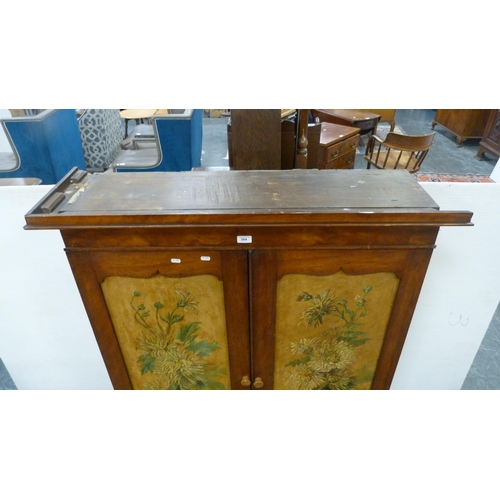 384 - 19th century mahogany bookcase with later painted decoupage panels.