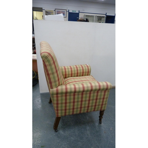 390 - Mahogany armchair with later upholstery.