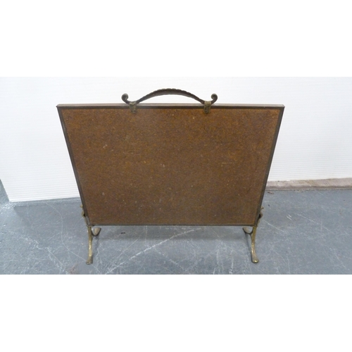 392 - Brass-coated fire screen.