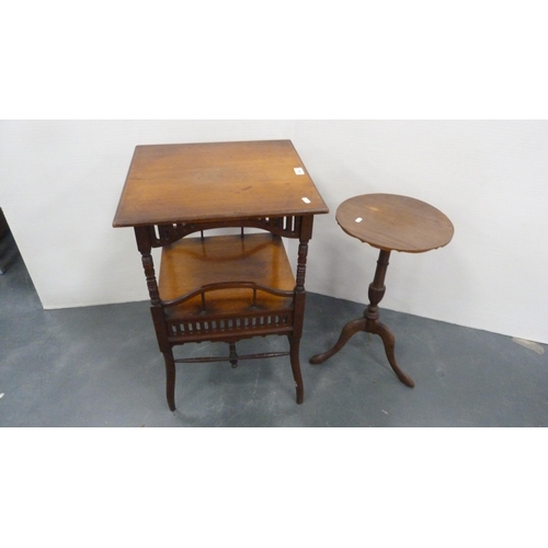 398 - Edwardian mahogany occasional table with undertier and a mahogany wine table.  (2)