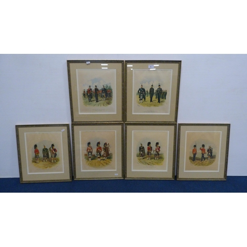 4 - After R SimkinSet of six regiment-themed prints to include 'The Cameronian Scottish Rifles', 'The Hi... 