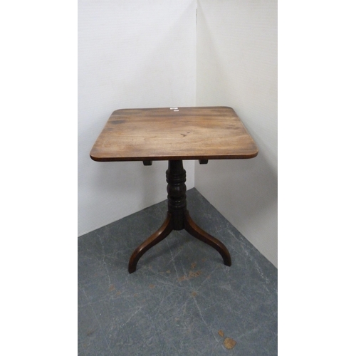 407 - 19th century mahogany tripod table with tilt snap-action top.