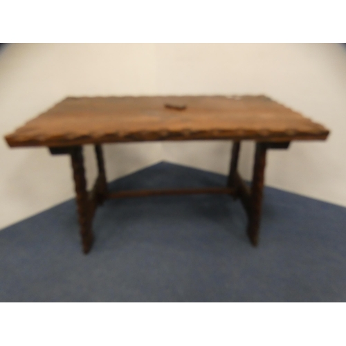 422 - Wooden fire surround and an occasional table. (2)