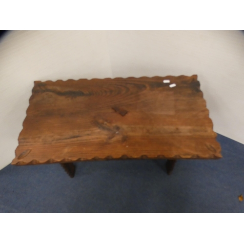 422 - Wooden fire surround and an occasional table. (2)