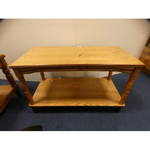 432 - Pine coffee table and two others.  (3)