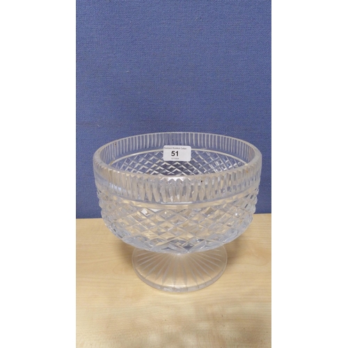 51 - Irish-style dimple-cut pedestal bowl.