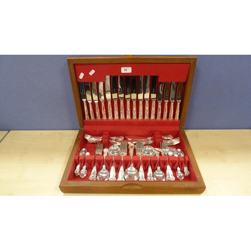 58 - Eight-place Sheffield plate and stainless steel canteen of cutlery, in fitted case.