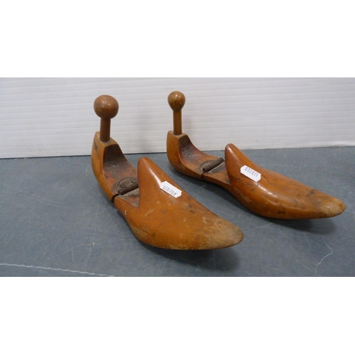 67 - Pair of wooden shoe stretchers, McDowall's History of Dumfries, The Wealth of Nations, Rambles in Ga... 