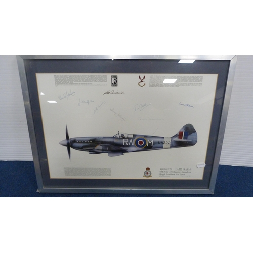 7 - After Nicholas TrudgianSpitfire Pencil signed print, no. 2/50, also a squadron signed Spitfire ... 