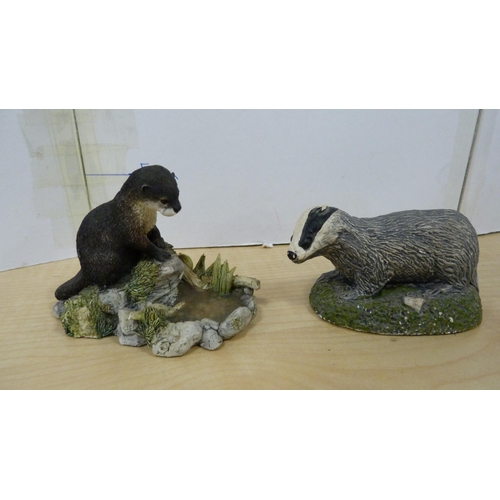 71 - Border Fine Arts groups to include badger and squirrel, and foxes, all by David Walton, 'Reflection'... 