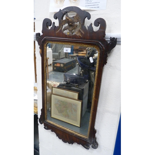 82 - Regency mahogany scroll wall mirror (a/f).