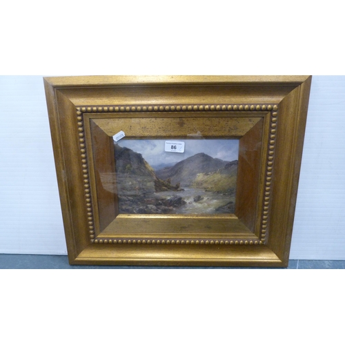 86 - Two Scottish highland landscape prints in gilt frames.  (2)