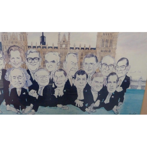 93 - Humorous print of the 1989 Government Cabinet, framed and glazed.